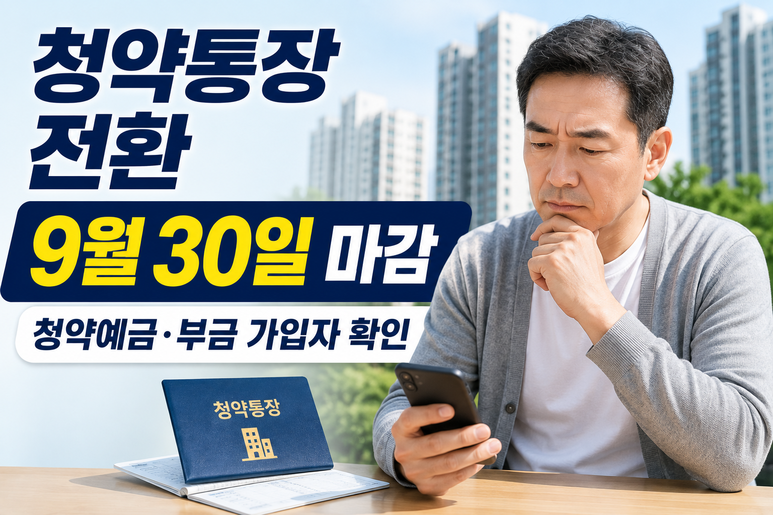 청약통장 전환 9월 30일 마감/청약예금·부금, 주택청약종합저축으로 바꿀 마지막 기회