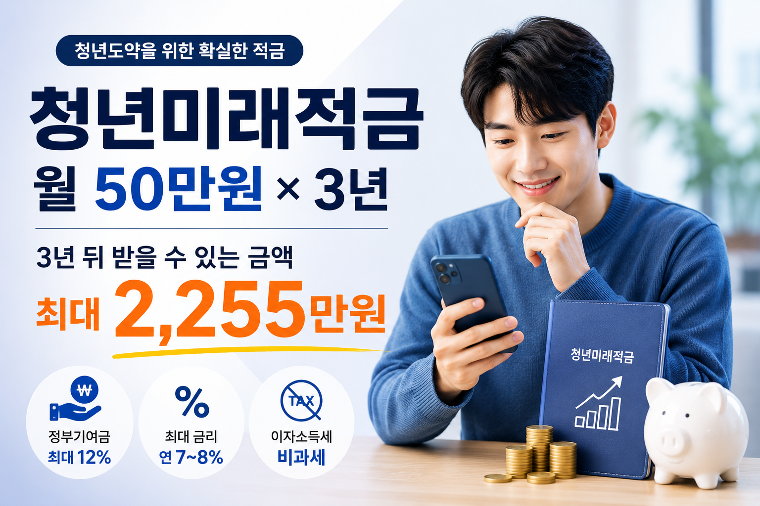 2026 청년미래적금 조건/월 50만원 넣으면 3년 뒤 최대 2,255만원