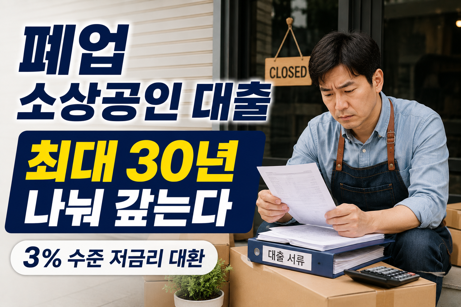 폐업 소상공인 대출, 최대 30년 나눠 갚는다/폐업지원대환대출 확인하세요