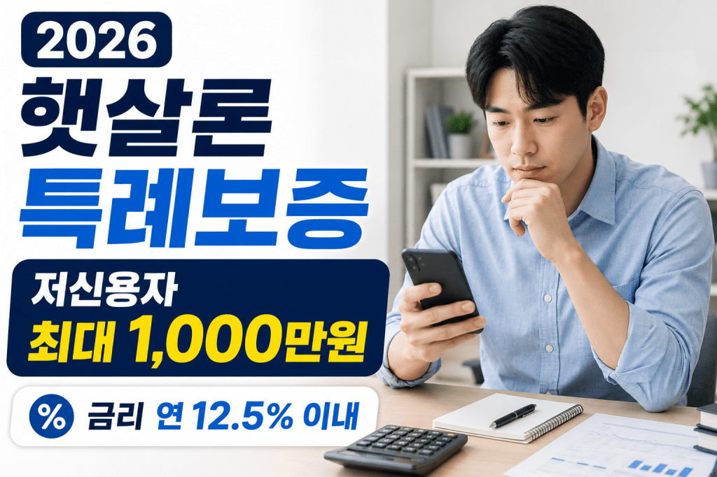 2026 햇살론 특례보증 조건/저신용자 최대 1,000만원, 금리 12.5%&nbsp;이내